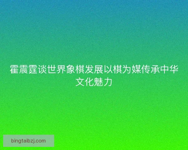 霍震霆谈世界象棋发展以棋为媒传承中华文化魅力